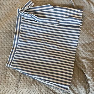 Seersucker faux wrap mini skirt